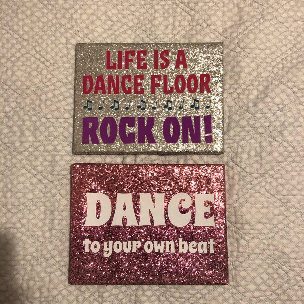 Two sparkly dance wall art canvas decor /plaque